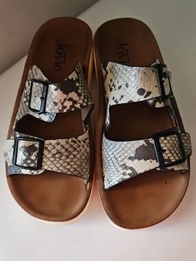 JOVIE SNAKE SKIN PRINT SANDALS SZ 38 /7-7.5